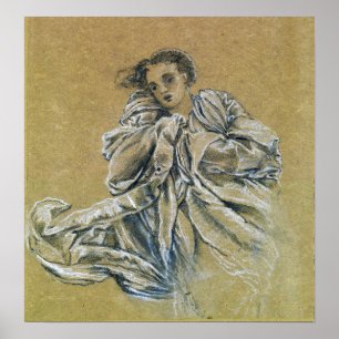 Affiche Burne-Jones - Étude D'Hiver Sur La Draperie Volant