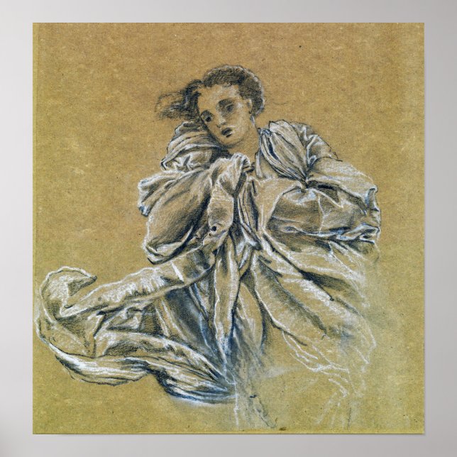 Affiche Burne-Jones - Étude D'Hiver Sur La Draperie Volant (Devant)