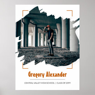 Affiche Burnt Orange Edgy Abstract Brushstroke Photo Grad