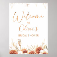 Burnt Orange Floral Boho Bridal Shower Welcome