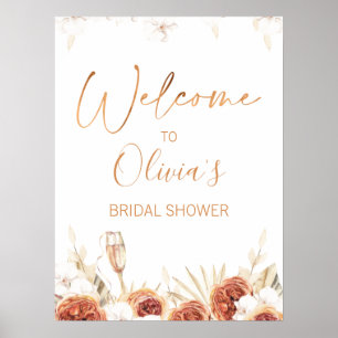 Affiche Burnt Orange Floral Boho Bridal Shower Welcome