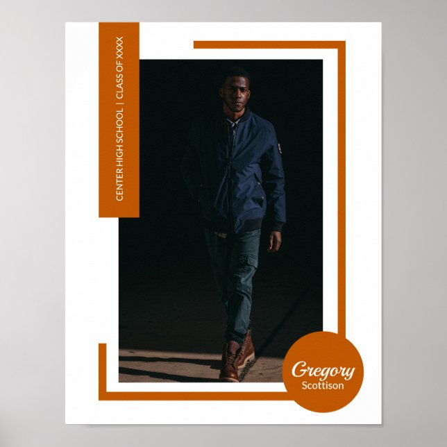 Affiche Burnt Orange Photo Graduation Moderne (Devant)
