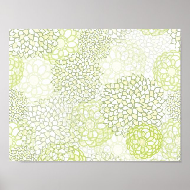 Affiche Burst Pea Green and White Flower (Devant)
