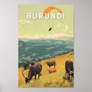 Affiche Burundi Illustration Voyage Art Vintage