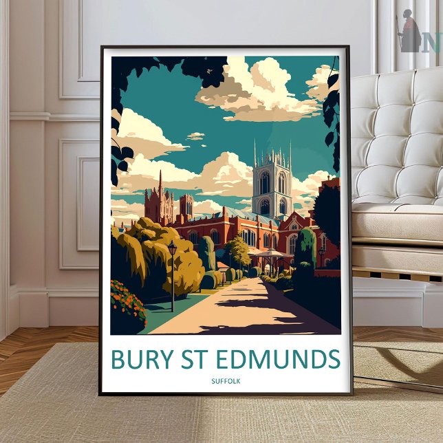 Affiche Bury S Edmunds Travel Print Wall Art Bury S Edmund (Créateur téléchargé)