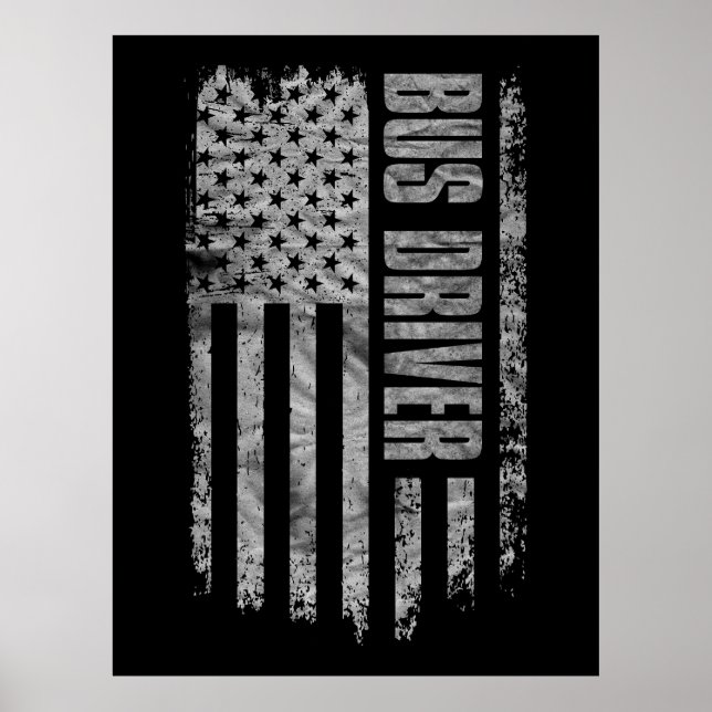 Affiche Bus Driver USA Flag Distressed design (Devant)