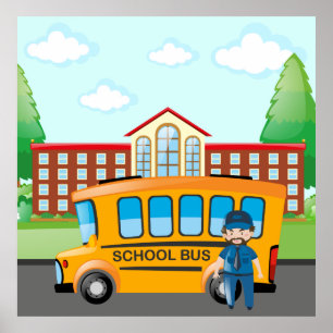 Affiche Bus Et Chauffeur Scolaires