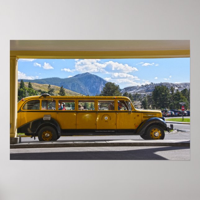Affiche Bus jaune, parc national de Yellowstone, Wyoming (Devant)