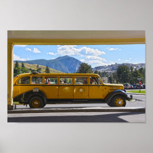 Affiche Bus jaune, Parc national de Yellowstone, Wyoming