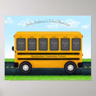 Affiche Bus scolaire 6 Cadre photo Personnalisé Souvenirs
