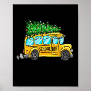 Affiche Bus scolaire jaune Noël Light Tree Driver Paja