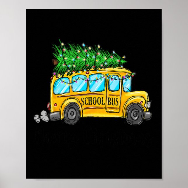 Affiche Bus scolaire jaune Noël Light Tree Driver Paja (Devant)