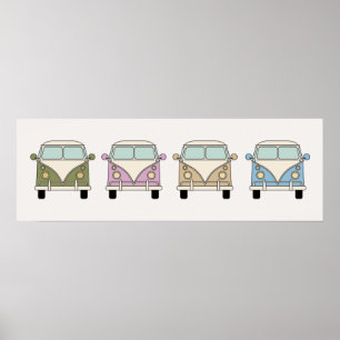 Affiche Bus vintage Retro Camper Van