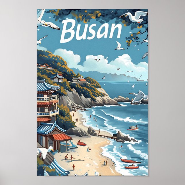 Affiche Busan Corée du Sud Illustration de voyage d'art Vi (Devant)