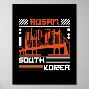 Affiche Busan Corée du Sud Pont Skyline Graphique Modern