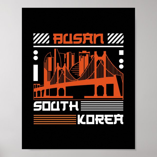 Affiche Busan Corée du Sud Pont Skyline Graphique | Modern (Devant)