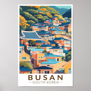 Affiche Busan Gamcheon Culture Village Travel Art Vintage