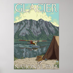 Affiche Bush Plane & Fishing - Glacier National Park, MT