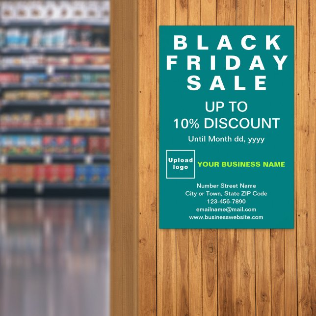 Affiche Business Black Vendredi Vente Turquoise Green Post (Black Friday Sale on teal green poster)