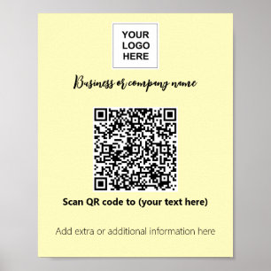Affiche Business modèle Cream Yellow logo qr code