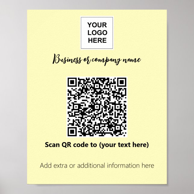 Affiche Business modèle Cream Yellow logo qr code (Devant)