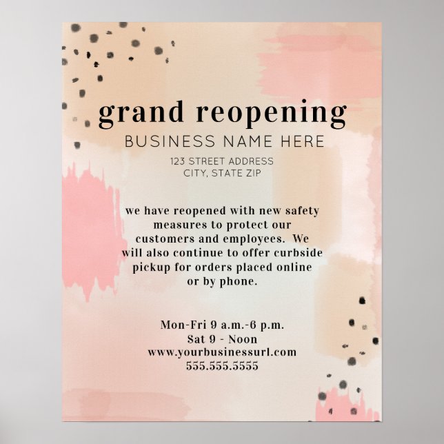 Affiche Business Reopening Covid Safety Abstract Pink (Devant)