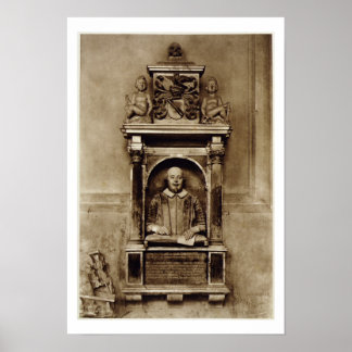 Affiche Bust of William Shakespeare (1564-1616) and inscri