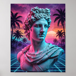 Affiche Buste d'Apollon — Statue grecque Vaporwave
