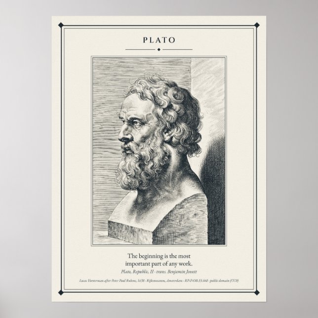 Affiche Buste de Platon gravé Le début de toute œuvre (Devant)