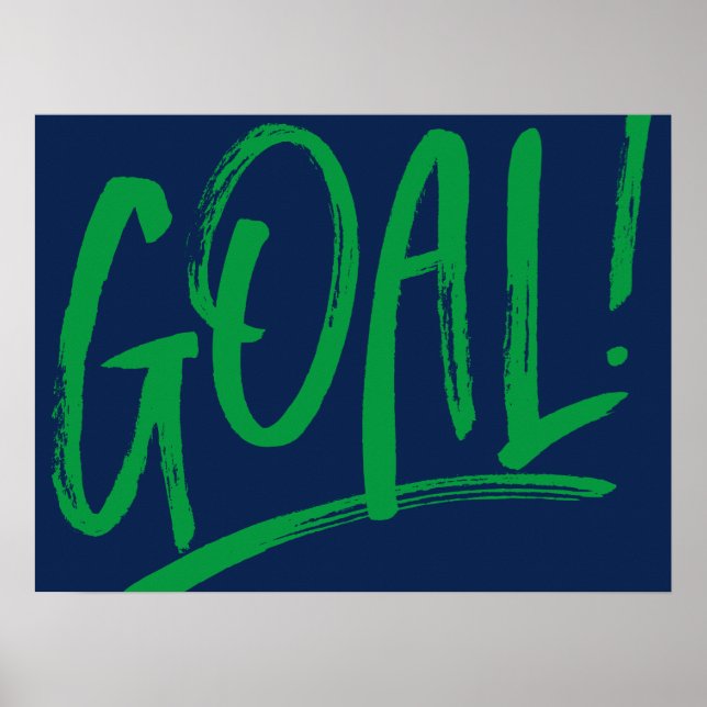 Affiche But! hockey de football bleu art de sports verts (Devant)
