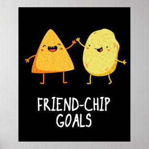 Affiche Buts de chips amusant Puce de chips foncé BG