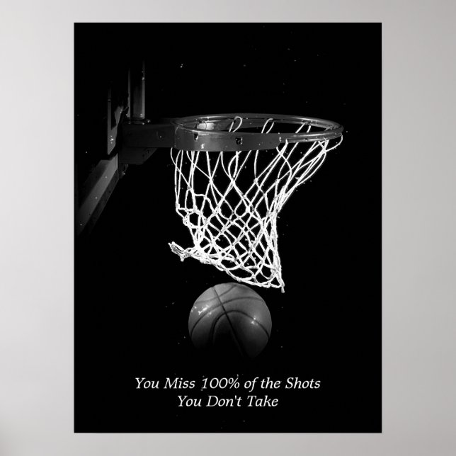 Affiche Buts Devis Motivationnel Basket Basket-Ball noir e (Devant)