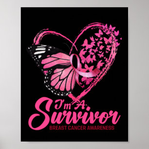 Affiche Butterfly Heart I'm A Survivor Breast Cancer Aware