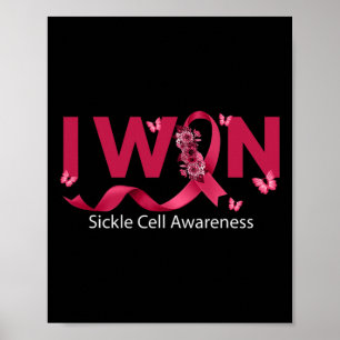Affiche Butterfly I Win Burgundy Ribbon Sickle Cell Award