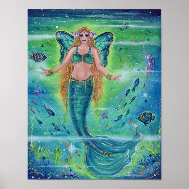 Affiche Butterfly Mermaid en paix intérieure par Renee Lav (Devant)