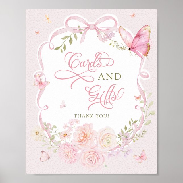 Affiche Butterfly Soft Pink Floral Cards and Gifts (Devant)