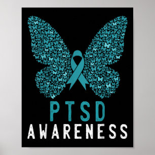 Affiche Butterfly Turquoise Ribbon Rainbow Warrier Ptsd Aw