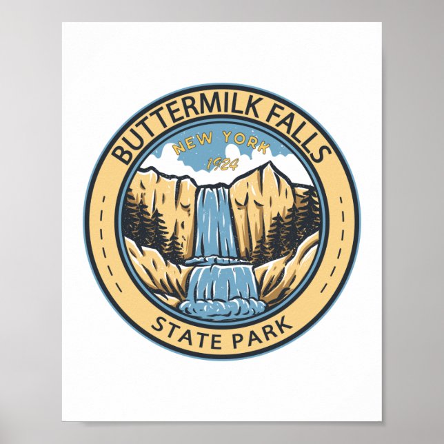 Affiche Buttermilk Falls State Park New York Badge (Devant)