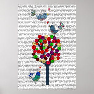 Affiche Button Tree and Birds Blue