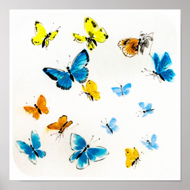 Affiche Buttrflies Sumi-e (Devant)