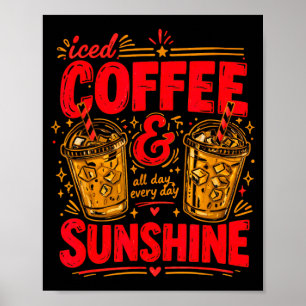 Affiche Buveur de café glacé esthétique soleil été