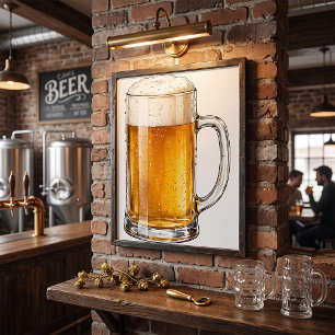 Affiche Buveur de chope de bière froide mousseuse