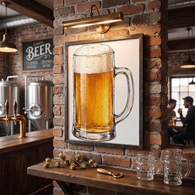 Affiche Buveur de chope de bière froide mousseuse (Créateur téléchargé)