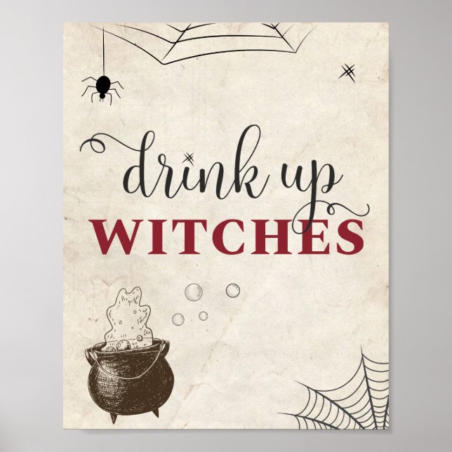Affiche Buvez Les Sorcières Halloween Nourriture Pour Adul (Devant)