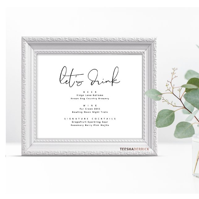 Affiche Buvons, panneau du bar de la fête de mariage (Créateur téléchargé)