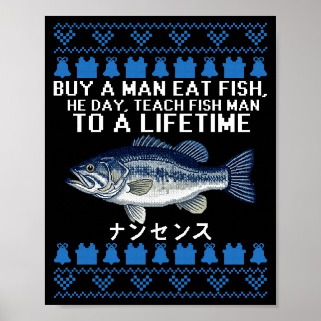 Affiche Buy A Man Eat Fish Funny Ugly Christmas Sweaters L (Devant)