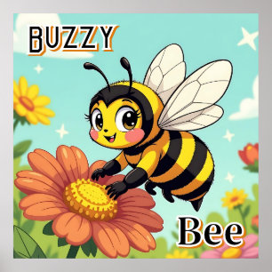 Affiche Buzzy Bee Belle caricature de l'art de la pépini