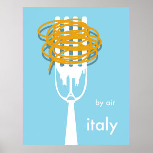 Affiche by air Italy vintage style travel poster.