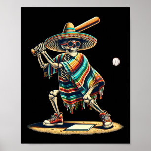 Affiche Bysebyll Skeleton Mexicain Sombrero Cinco De Mayo