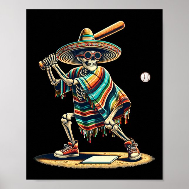 Affiche Bysebyll Skeleton Mexicain Sombrero Cinco De Mayo (Devant)